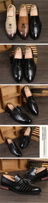 Elegant Tassel Slip-On Loafers for Men - Italian Designer Formal Dress Shoes Perfect for Weddings, Casual Events, and Business Attire in Premium Patent Leather